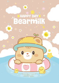 น้องหมีชานม แฮปปี้เดย์ x ดอกไม้มินิมอล