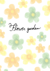 Flower garden-Green orange yellow-