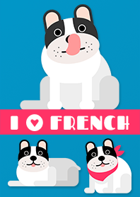 Saya suka bulldog Prancis (putih hitam)