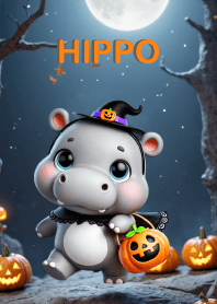 Cute hippo In Halloween Theme 2