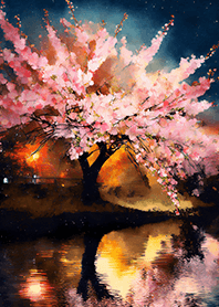 Beautiful night cherry blossoms#1776