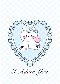I Adore You แมวน่ารัก (สีฟ้า)