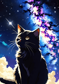 Night Moon Star Cat b8F0A7