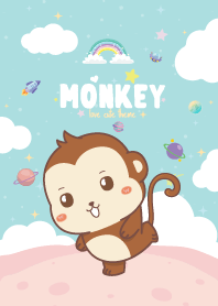 Monkey Fat Kawaii Blue