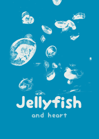 Jellyfish & heart Cerulean Blue