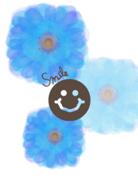 Watercolor Blue flower - smile18-