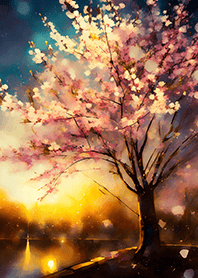 Beautiful night cherry blossoms#1588