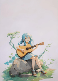 A girl playing the guitar e1DA25