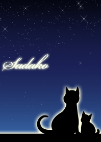 さだこ★猫の親子と夜空