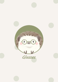 Hedgehog and Glasses* -green- dot