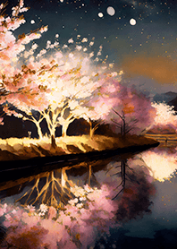 Beautiful night cherry blossoms#202