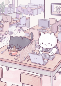 Mochi cats, off to work