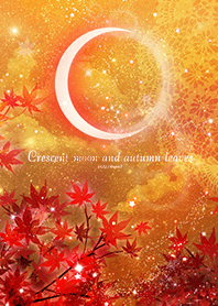 Crescent moon and autumn leaves