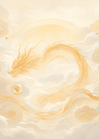 Amber Dragon in Morning Gold Clouds