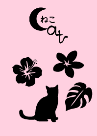 Cat silhouette&Botanical3. -pink-