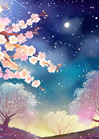 Beautiful night cherry blossoms#710