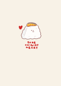 simple Salmon rice ball heart beige