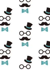 Glasses, mustache, bow tie and hat