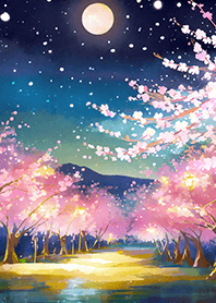 Beautiful night cherry blossoms#140