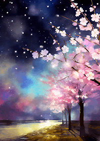 Beautiful night cherry blossoms#2718