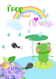 幸運的青蛙和繡球花-愛-心