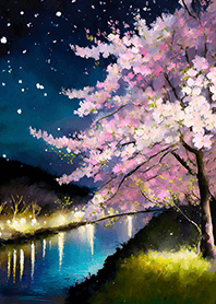 Beautiful night cherry blossoms#2233