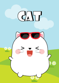 Lovely Fat White Cat Theme
