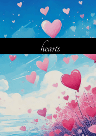 Sky and Hearts on black