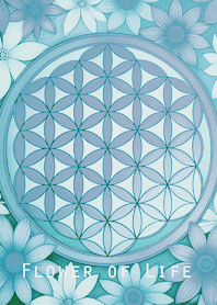 生命之花與盛開花朵(清新藍色)