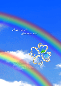 Lucky Clover Lucky Blue Bird Rainbow Line Theme Line Store