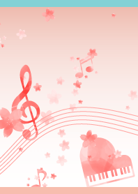 sakura & musical notes on pink & blue JP