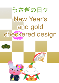 Rabbit daily<New Year's,gold checkered>