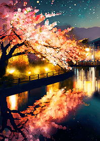 Beautiful night cherry blossoms#886