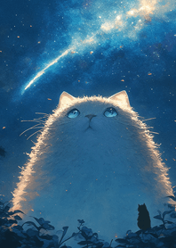 巨大貓咪看著銀河流星❤️