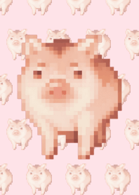 Pig Pattern Theme Pixel Pink03