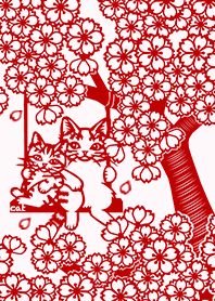 Paper Cutting (Cherry Blossoms & Cats)02