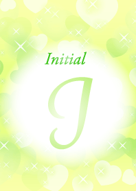 【I】イニシャル❤️ハート-黄緑-