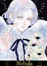 Angel boy and anemone flower