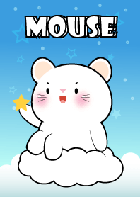Cute White Mouse  In Blue Sky Theme