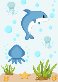 The dolphin and the gang under the sea