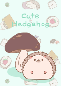 misty cat-Cute Hedgehog mushroom green