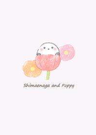 Shimaenaga and poppy -purple-