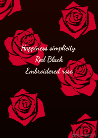 ハッピーシンプル レッドブラック刺繍バラ