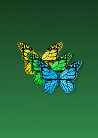 Three Lucky Butterflies Green Blue