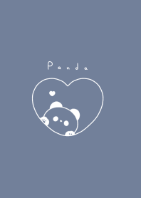 Panda in Heart(line)/gray blue, whline