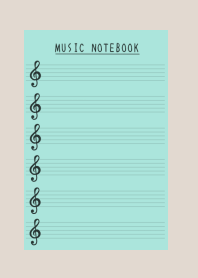 MUSIC COLOR NOTEBOOKj-MINT GREEN-BEIGE
