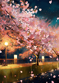 Beautiful night cherry blossoms#1452