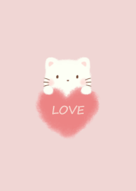 mokomoko heart -cat- pink