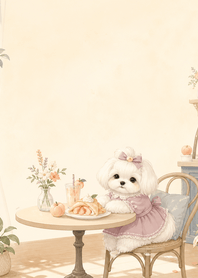 Mauve Maltese Peach Crepe Cafe