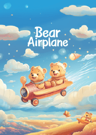 cute bear in airplane